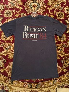 Rowdy Gentleman Reagan Bush '84 Navy Graphic Pocket Tee